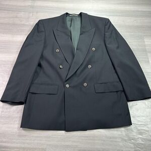 Bagir Ermenegildo Zegna Suit Jacket Mens 42R Blue Wool Double Breasted Blazer